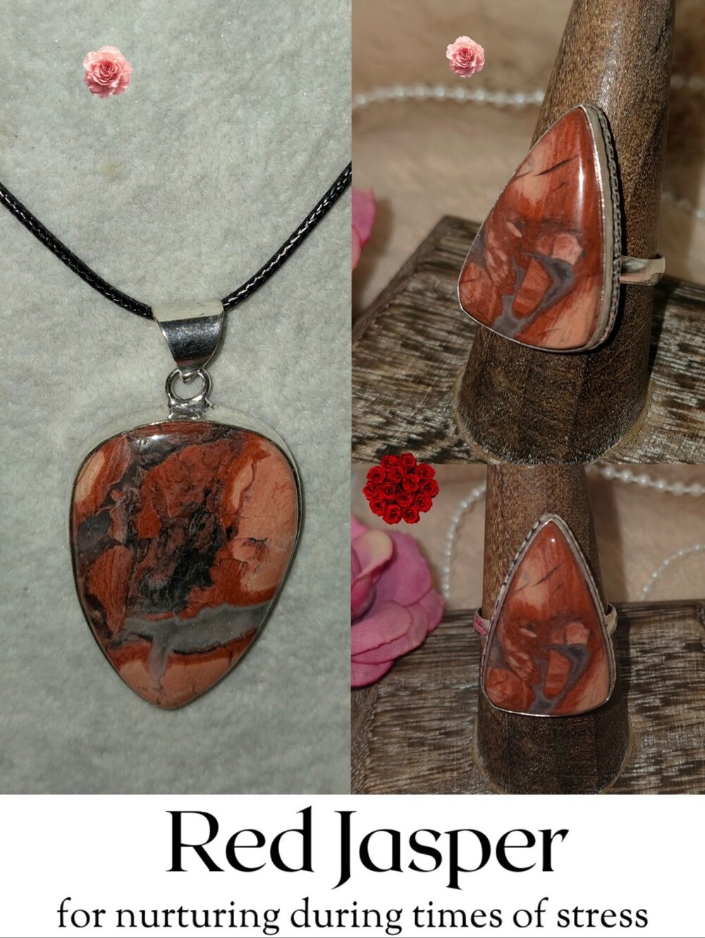 Captivating Red Jasper Gemstone Handmade Ring & Pendant Jewelry Gift Set